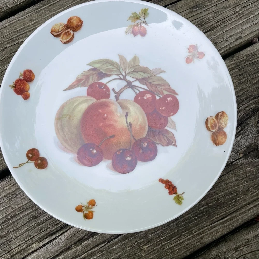 Five Vintage Bavaria Fruit Plates White Porcelain Debra Germany - Set of 5